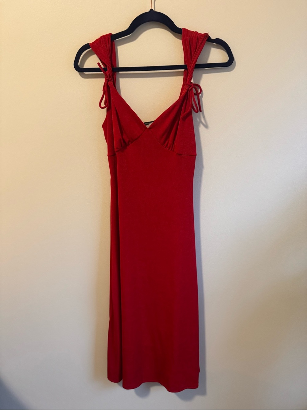 Caution To The Wind Red Tie-Detail Midi Dress